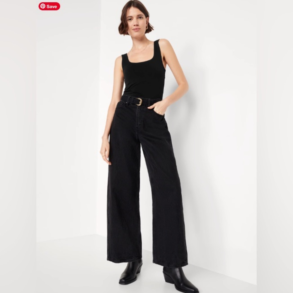 Old Navy Double-Layer Scoop-Neck Tank Top - Black - Large